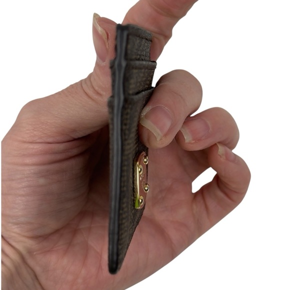 MICHAEL KORS SIGNATURE MK LOGO CARD HOLDER WALLET CASE BROWN/GOLD - Picture 6 of 15